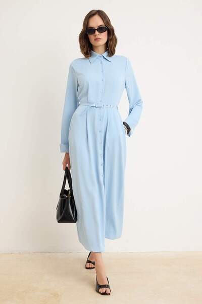 Trendyol Modest Ανοιχτό μπλε φόρεμα και ολόσωμη φόρμα χωρίς επένδυση Jessica ...