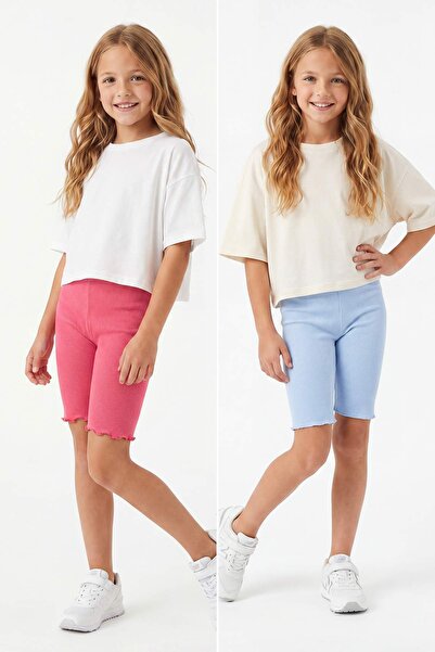 TRENDYOLKIDS Pink-Blue Plain Girls Knitted Tights Tkdss26Ta00004