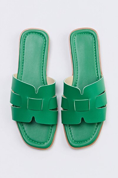 TRENDYOL SHOES Γυναικείες παντόφλες Petrol Green Single Band Daily TAKSS24TE0...