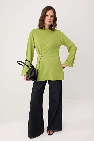 Trendyol Modest Πράσινο Λαδί Κανονικό Ίντερλοκ Απλό Πλεκτό TCTAW26UK00000