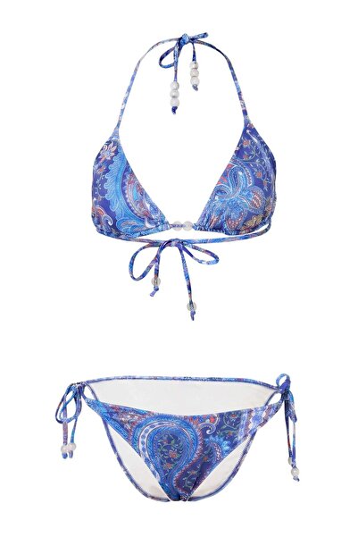 Συλλογή Trendyol Σετ μπικίνι με σχέδιο σάλι, τριγωνικό σχέδιο, με λάμψη και υ...