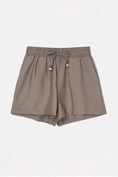 Συλλογή Trendyol Χακί 100% Modal Σορτς με ελαστική μέση και λεπτομέρεια από χ...