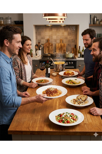 BİODATA Termogold 6-Piece Melamine Deep Pasta and Spaghetti Salad Plate Set -...