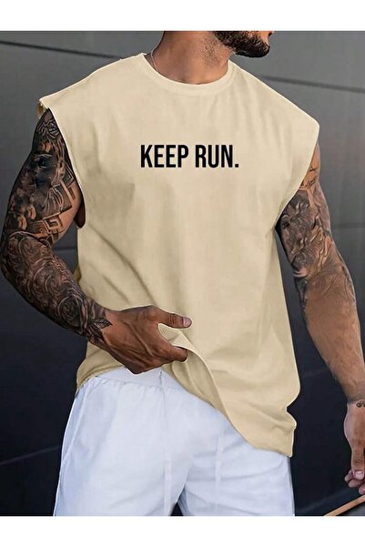 BENROMA Tricou fără mâneci unisex cu imprimeu Keep Run