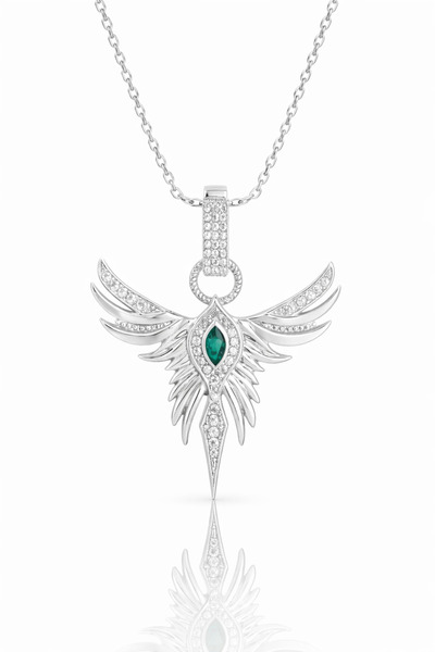 ÇEKİRDEK JEWELRY 925 Ayar Gümüş Zümrüdüanka Kolye
