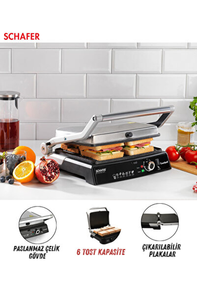 Schafer Concept Grill Tost Makinesi 2000 W Isıtma Gücü, Izgara Yapabilme Özel...