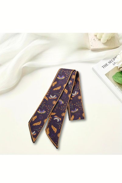 Walkenzo Vintage Bohemian Floral Patterned Special Design Bag Bracelet Hair Multi-Purpose Women's Butterfly Scarf