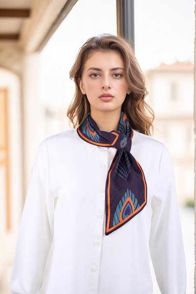 Walkenzo 4823 Feather Pattern Elegant Design Stylish Women's Tie Scarf
