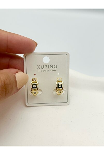 SEHERDEN Minimal Gold Color Hoop Women's Earrings with Stones - Non-Tarnishable
