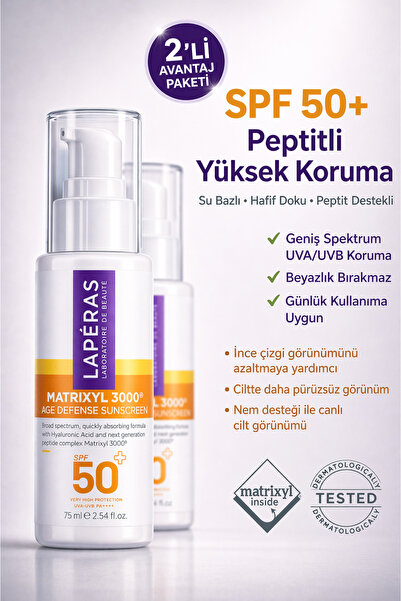 LAPÉRAS Matrixyl 3000® Peptit Spf 50+ Dolgunlaştırıcı Vegan Su Bazlı Güneş Kr...