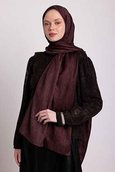 Ayshara Aura Με μονογραμματικό σχέδιο Διπλής όψης Σάλι - Βουργουνδίας