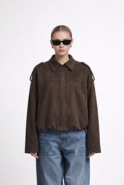 Jaglion Γυναικείο μπουφάν Bomber από καστόρι σε ανοιχτό καφέ χρώμα ZR