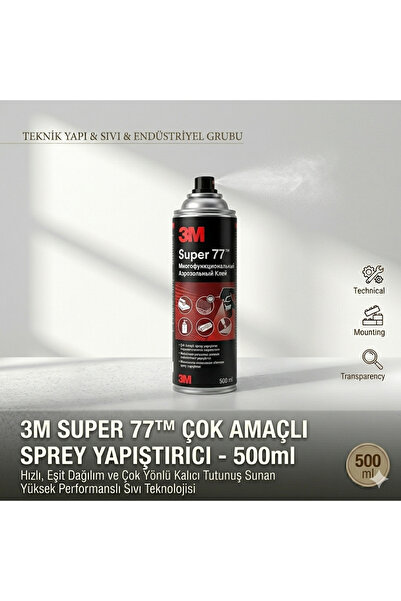 3M ™ Super 77™ Çok Amaçlı Sprey Yapıştırıcı, Bej, 500 ml