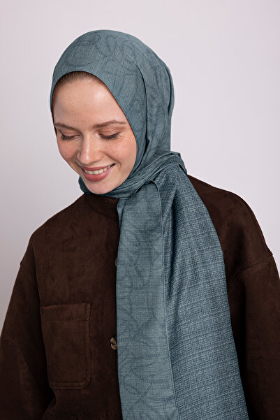 Ayshara Şebnem Hattı Με μονογραμματικό σχέδιο Διπλής όψης Σάλι - Νεροπράσινο