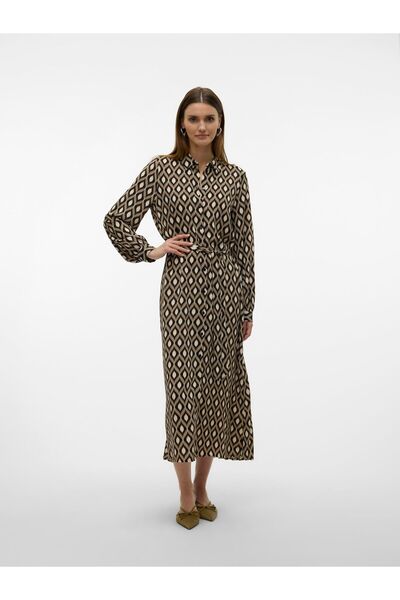 Vero Moda Hemdblusenkleid VMVARIA Langes Kleid