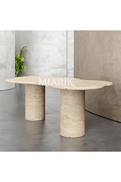 MIARIK DESIGN Daisy-Traverten Mermer Serbest Şekil Bulut Yemek Masası