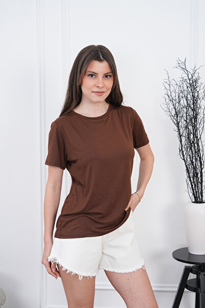 penyebizden Μπλουζάκι με ντραπέ βισκόζης-Καφέ