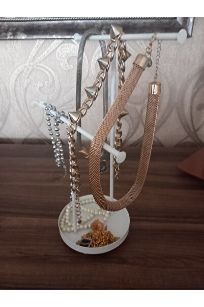 ZEYDADA حامل مجوهرات أبيض اللون مع 2 شماعة، منظم للمجوهرات، منظم للأقفال، منظ...