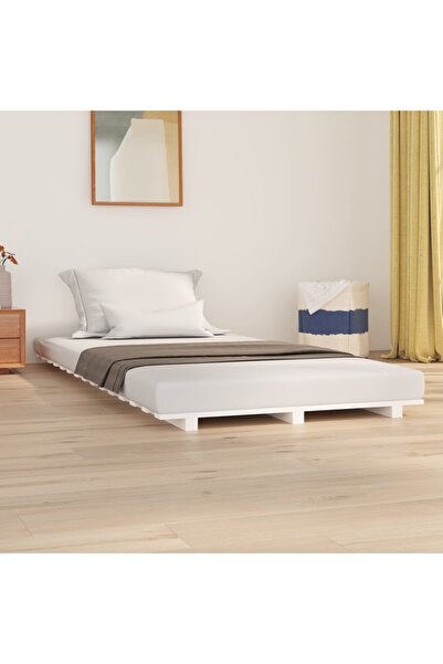 Concept Cadru de pat, alb, 90x200 cm, lemn masiv de pin