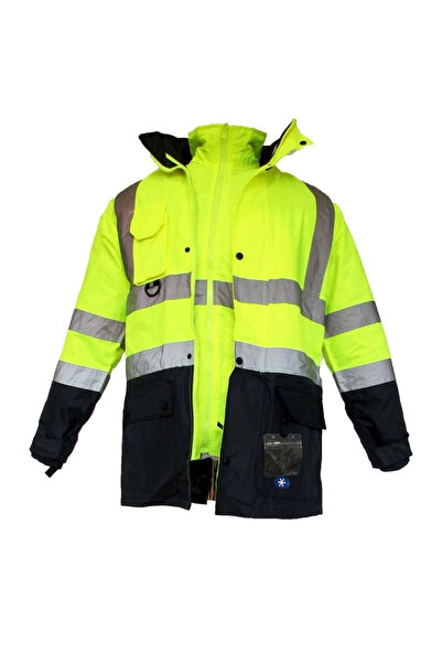Junior Jn1003 Large (L) Phosphorescent Oxford 5+1 Convertible Yellow Navy Blue Work Parka