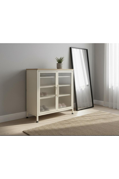 DEC4 Modern storage cabinet with clear glass doors