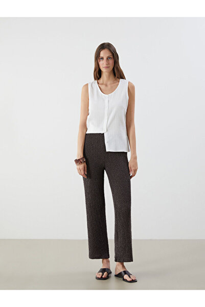 LC Waikiki Nevavm Textured Women's Trousers with Elastic Waist