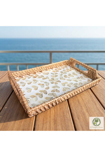 Renesse Home صينية بارديرا المصنوعة يدويًا من الخيزران اللؤلؤي مع مقابض - صين...