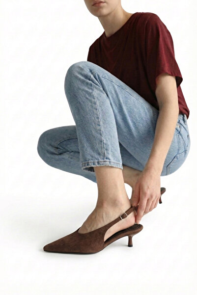 LUVETTO Καφέ σουέντ με μυτερή μύτη, ανοιχτή πλάτη, κλειστό μπροστινό μέρος, λ...