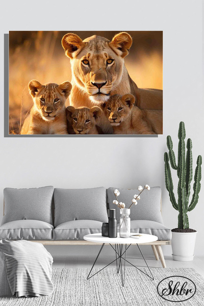 Single Horizontal Canvas Decorative Living Room Bedroom Kitchen Office Wall Table Leo Family GS