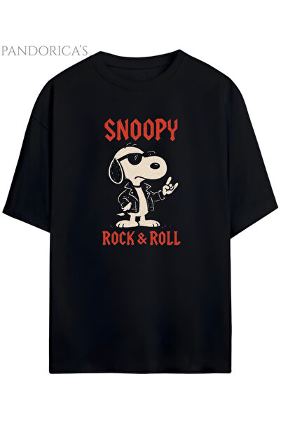 Grafftee Clothing Pandorica's ROCK TASARIM SERİSİ SNOOPY ROCK&ROLL Yazılı Bas...