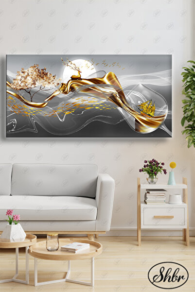 Single Horizontal Decorative Canvas Table Living Room Bedroom Cafe Office Golden Deer Illustration