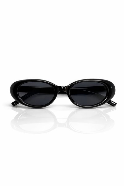 happy line Black Oval Eclipse Lens Sunglasses