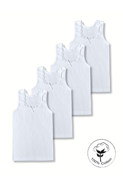 Panfilia 100% Cotton Girls' Thick Strap Undershirt Set of 4 / Undershirt / Un...