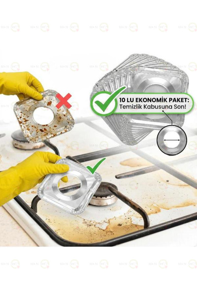 MAİN SHOP Alüminyum Folyo Ocak Üzeri, Gazlı Ocak Korumalı Isıya Dayanıklı, Al...