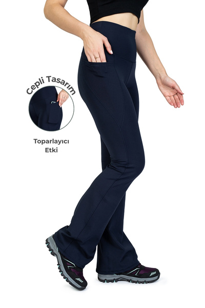 The Step Sports Nova Spanish Flare Navy Blue Αθλητικό Κολάν Παντελόνι με Τσέπ...