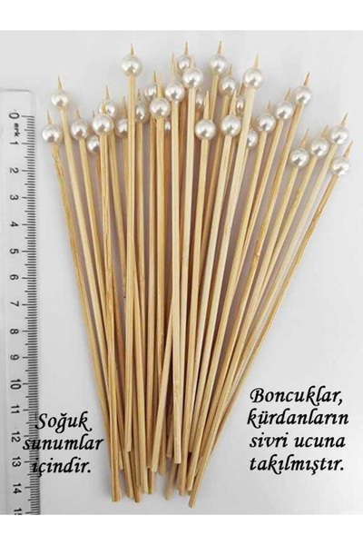 BEYHAN BAYHAN 15 Cm Uzun Kürdan - 30 Adet Dekoratif Krem Küçük İncili Kokteyl...