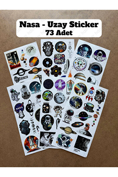 hdsticker 73 Adet NASA Uzay Sticker Seti - Astronot, Gezegen, Roket Temalı La...