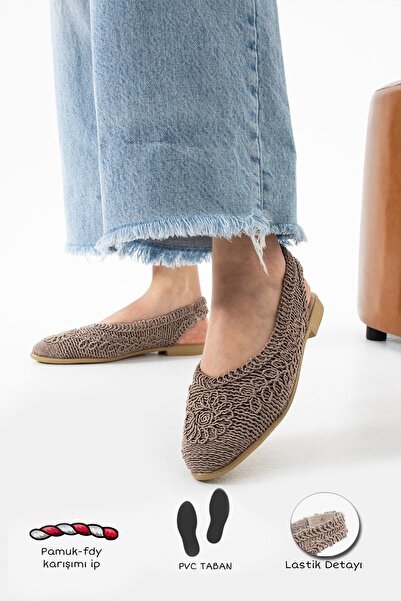 Aybar Made İn Türkiye Barvelle Stylish Elastic Knitted Sandals