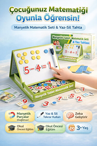 YILDIRIM OYUNCAK Manyetik Tablet Matematik Seti & Yazı Tahtası 98 Parça