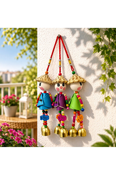 Mihristore Rüzgar Çanı Renkli Boncuklu Şapkalı Bebek Rüzgar Çanı Balkon Süsü ...