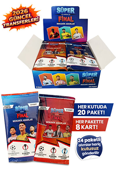 süper final 2026 Yeni Mekanik Adamlar Futbolcu Kartları 20 Paket 160 Adet Fut...
