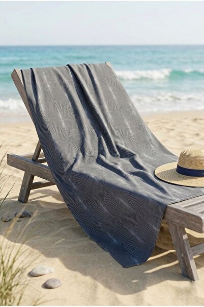 Loselya Πετσέτα Θαλάσσης Ανθρακί με Βαθύ Κυματισμό 70 x 150 εκ.
