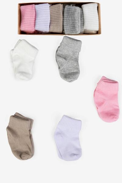 Baby Shez Organic Cotton 5-Piece Newborn Baby Socks Set Comfortable and Soft