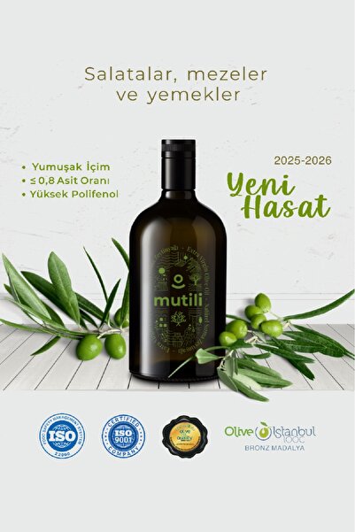 Mutili Naturel Sızma Zeytinyağı 750 ml - Yeni Sezon Mut Zeytinyağı Filtresizı