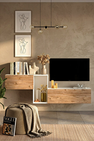 Yurudesign Redkeep Tv Ünitesi Çam-Beyaz 227cm KBL2-AW