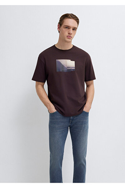 Mavi Printed Brown T-Shirt Loose Fit / Relaxed Comfortable Cut 0613603-88083