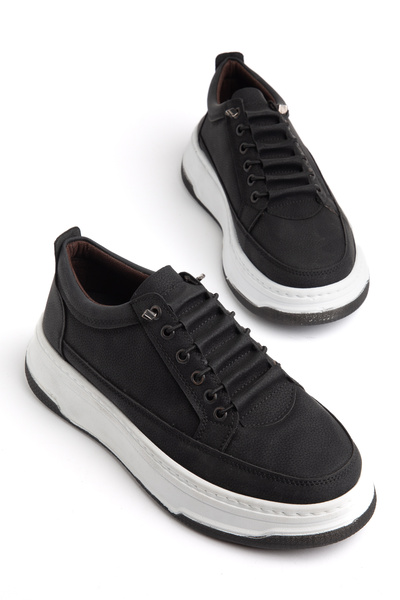 MY GROSS SHOES Men's Black Smart Lace-Up High Sole Sports Sneaker Shoes