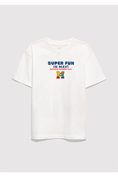 Mavi Ecru-T-Shirt mit M-Logo-Print, lockerer Schnitt / bequemer Schnitt 66104...