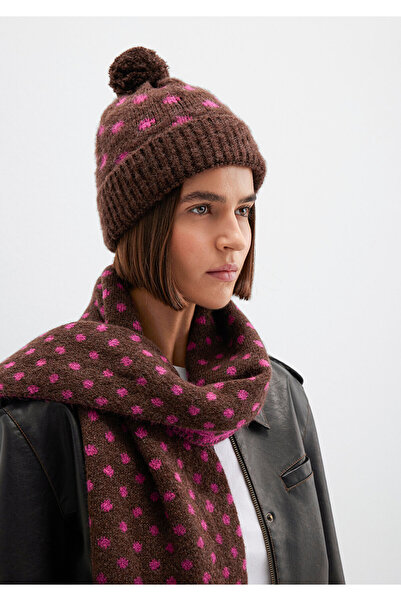 Mavi Brown Beret with Polka Dot Detail 1913950-70246