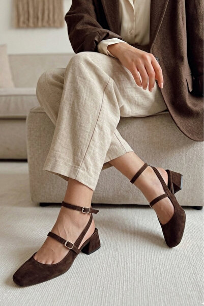 POLKA STORE Γυναικεία παπούτσια Mary Jane Bitter Brown Suede με ανοιχτή πλάτη...